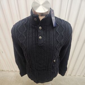 NWTChaps Men's Navy Cable Knit  Mockneck Sweater Bk Size S